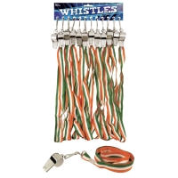 Metal Whistles with Irish Tricolour Cord