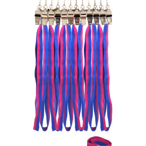 Metal whistle with Bisexual Pride Cord