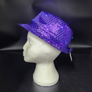 Purple Light Up Sequin Trilby Hat