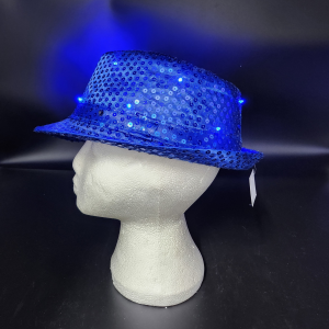 Blue Light Up Sequin Trilby Hat