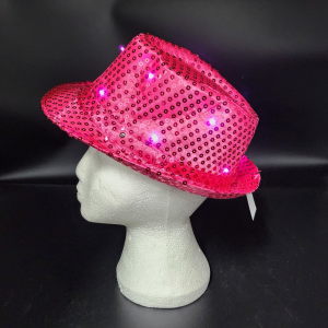 Magenta Light Up Sequin Trilby Hat